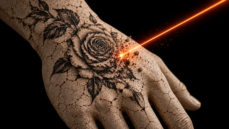Удаление тату на кисти, Laser Atom Казань
