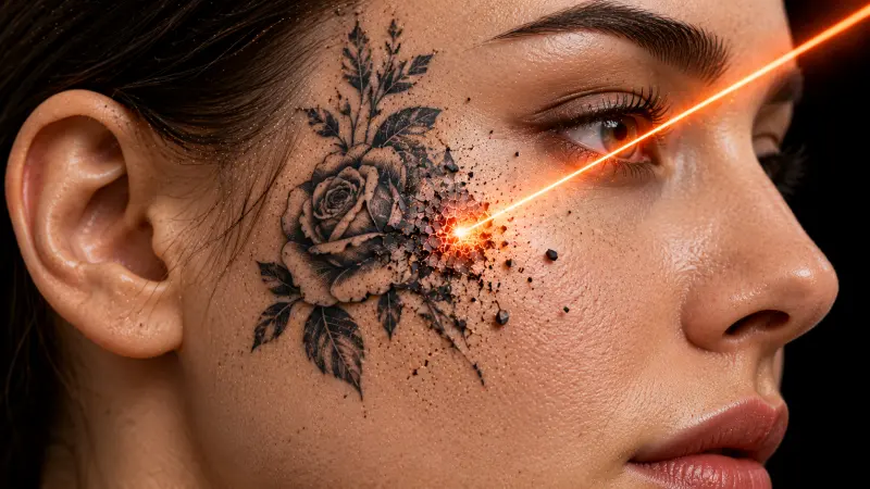 Удаление тату на лице, Laser Atom Казань