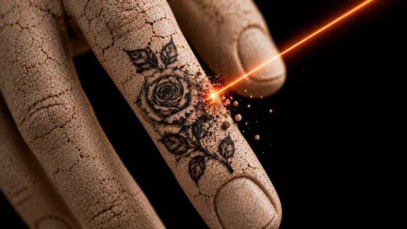 Удаление тату на пальце, Laser Atom Казань