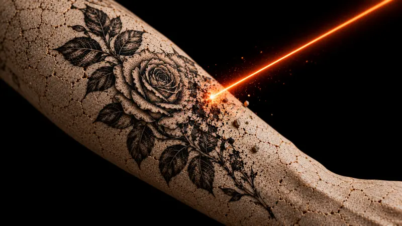 Удаление тату на предплечье, Laser Atom Казань